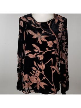 Line & Dot Claudette Top Black Velvet Burnout NWT